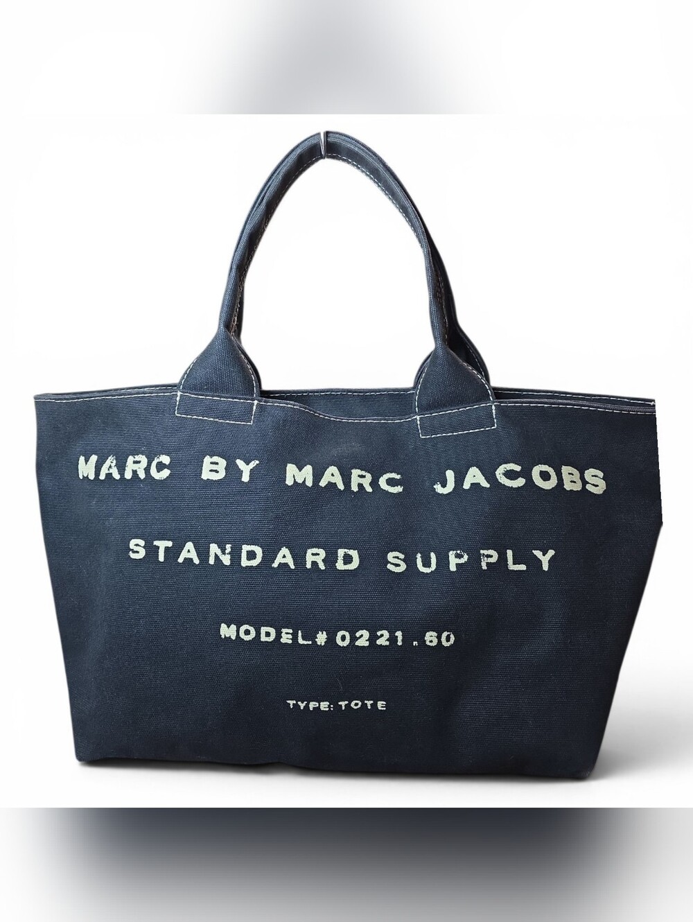Marc by Marc Jacobs Black Canvas Logo Tote Bag Large Double Handles